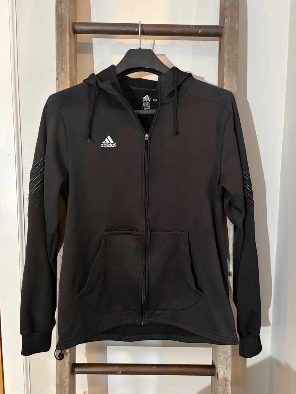 adidas Black Full-Zip Hooded Performance Jacket